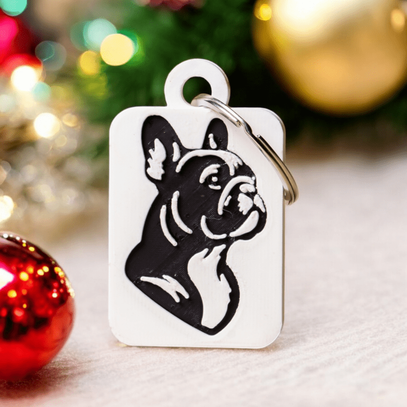 Francia bulldog kulcstartó - 3D nyomtatással