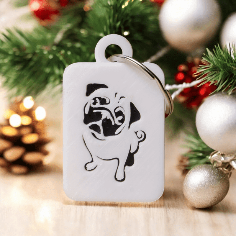 Mopsz kulcstartó - 3D nyomtatással