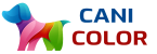 Színes kutya logó szöveggel: Cani Color